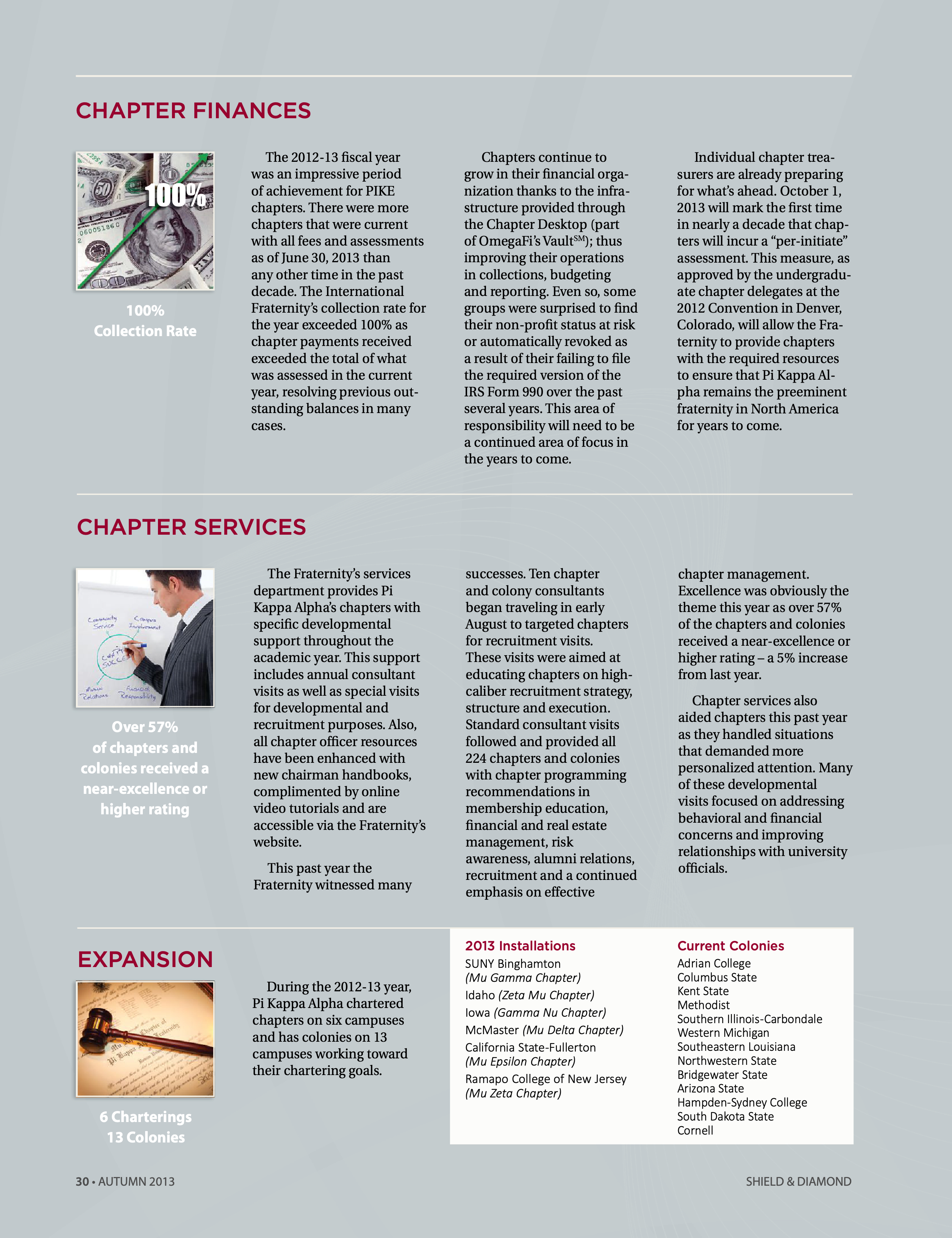 The PiKA Fraternity 2012-13 Annual Report: Expansion